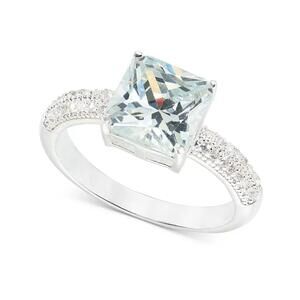 Silver Plated Cubic Zirconia Ring, Size 7